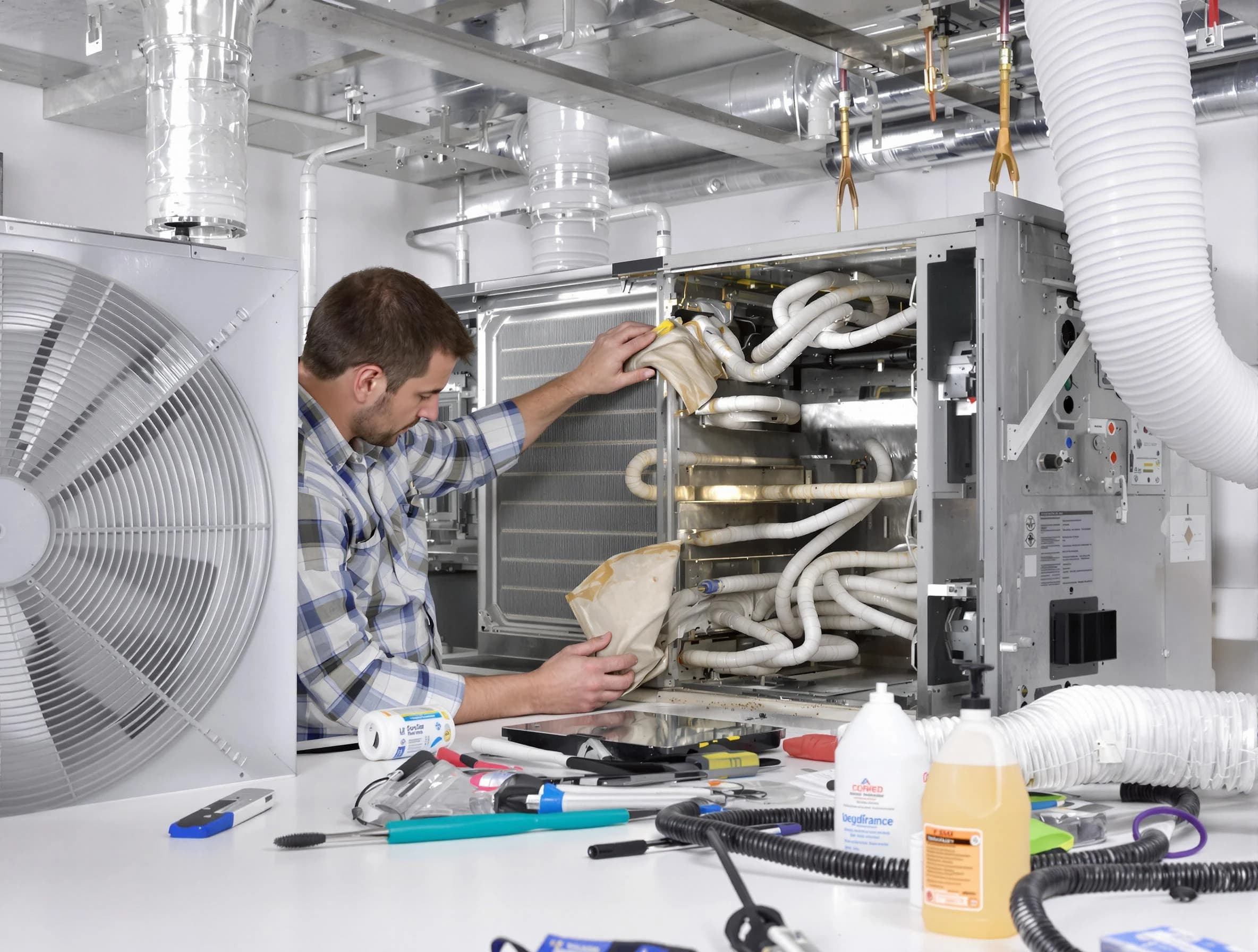 Loveland Air Duct Cleaning specialist performing precision AC coil cleaning in Loveland