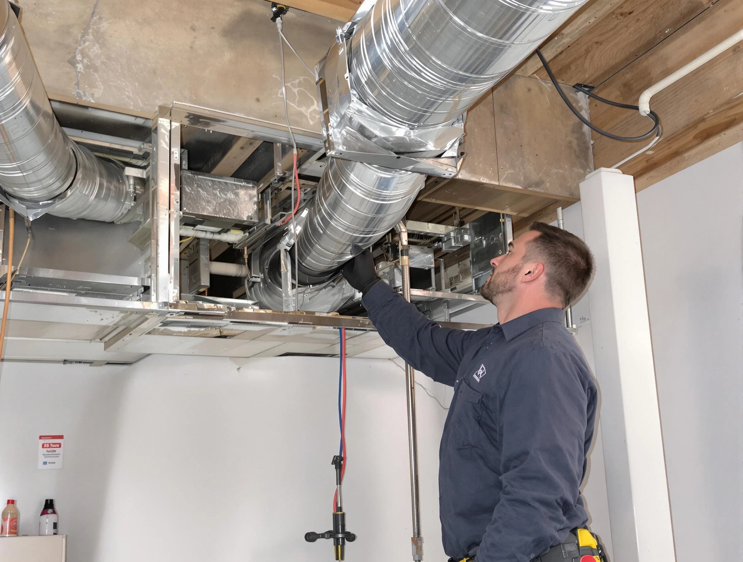 Loveland Air Duct Cleaning technician performing professional air duct repair using specialized tools in Loveland