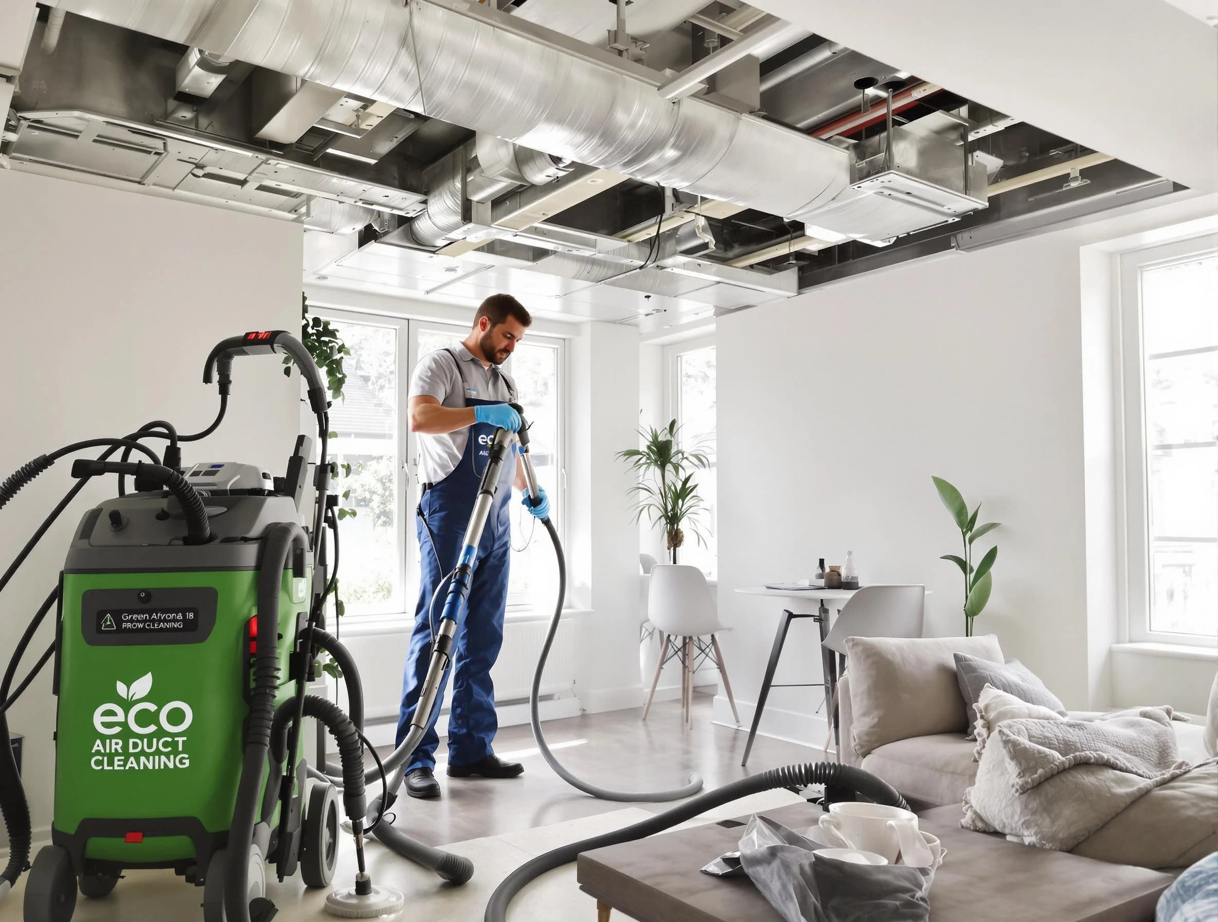 Loveland Air Duct Cleaning technician performing eco-friendly duct cleaning using sustainable methods in Loveland